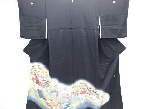 雲に松梅・牡丹模様刺繍留袖(比翼付き)